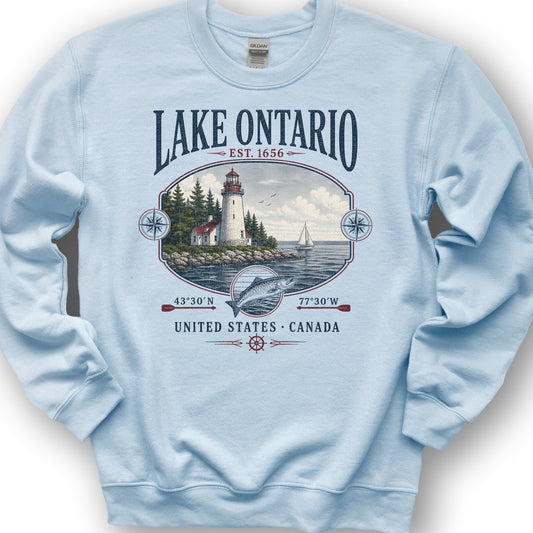 Lake Ontario Retro 90's Sweatshirt - Light Blue