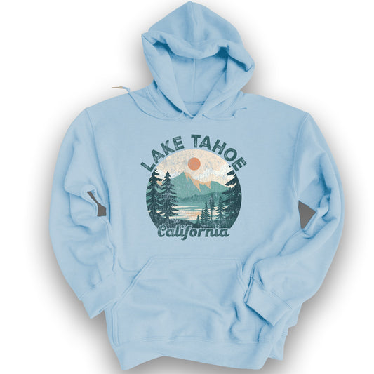 Lake Tahoe California Circle Hoodie - Light Blue