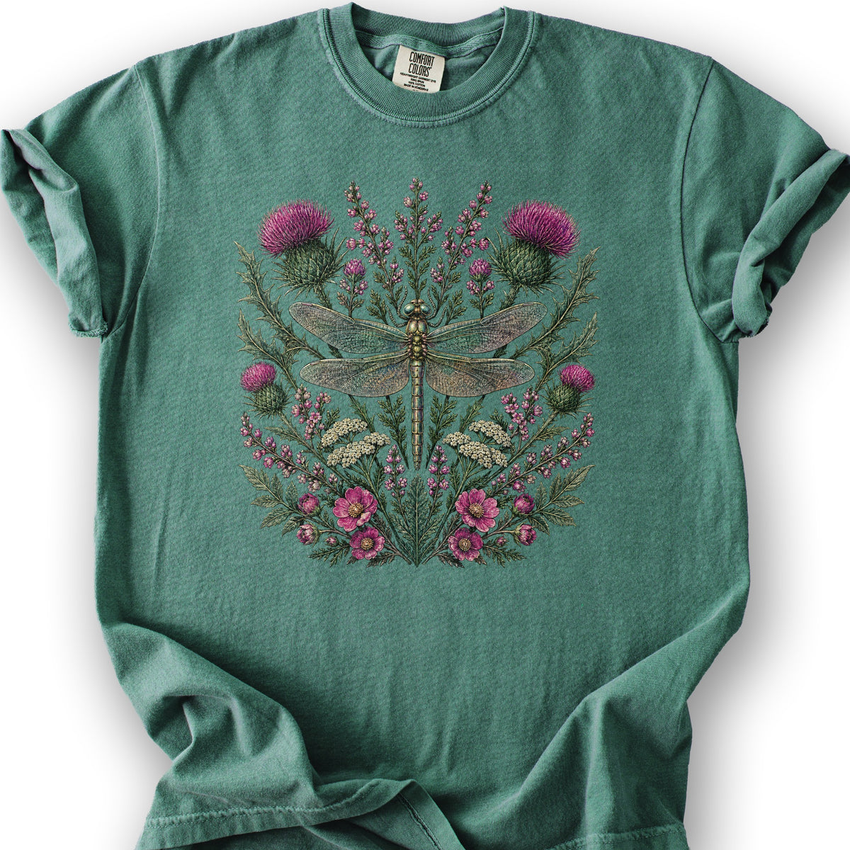 Wild Dragonfly Thistle T-Shirt - Light Green
