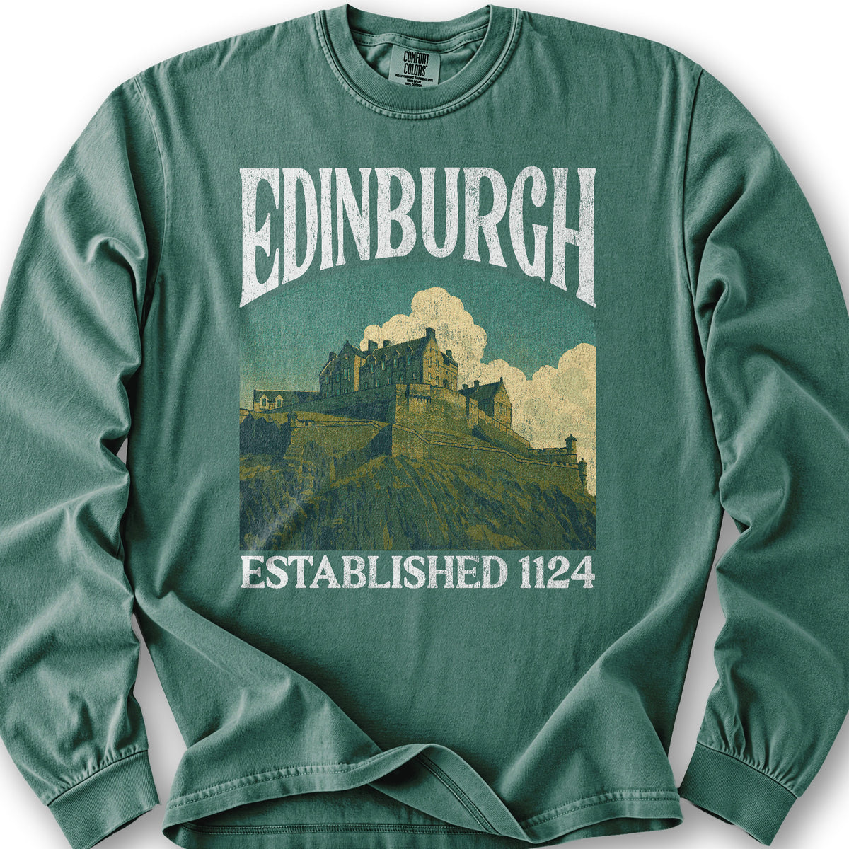 Edinburgh Scotland "Big and Bold" Long Sleeve Shirt - Light Green