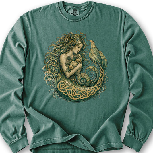 Celtic Mermaid Long Sleeve Shirt - Light Green