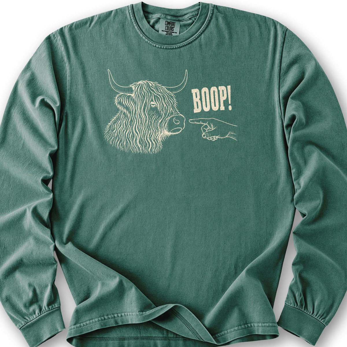 Boop Highland Coo Long Sleeve Shirt - Light Green