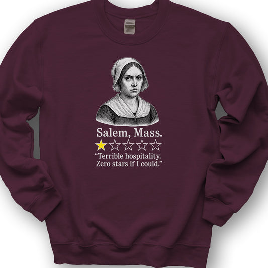 Salem Massachusetts "1 Star Review" Sweatshirt - Maroon