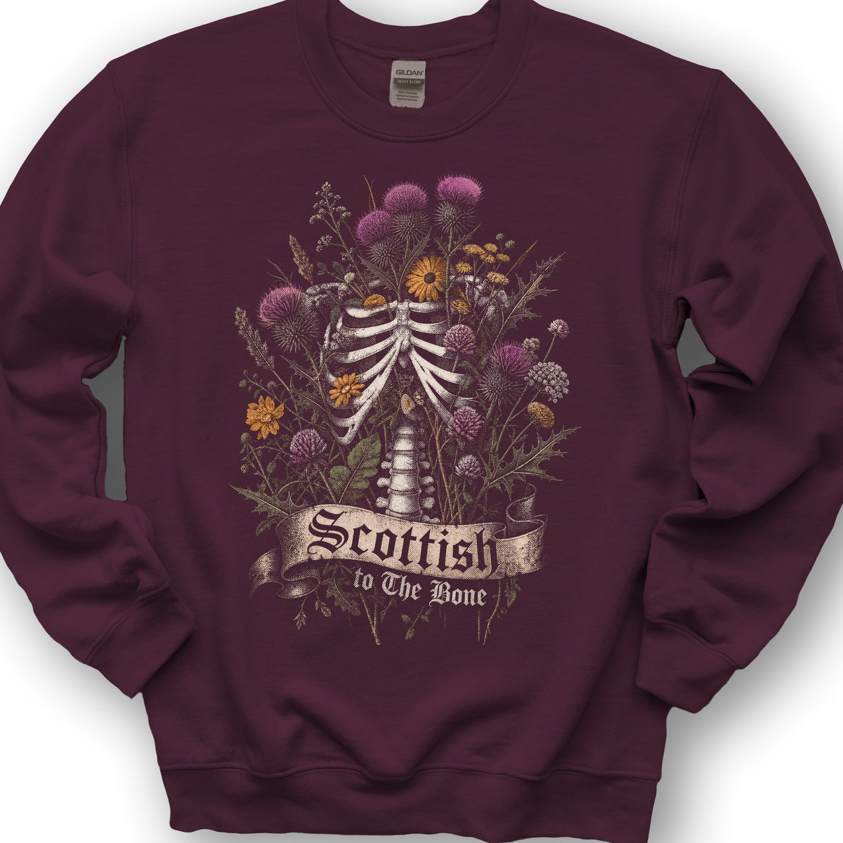 Scottish Bone Bouquet Sweatshirt - Maroon