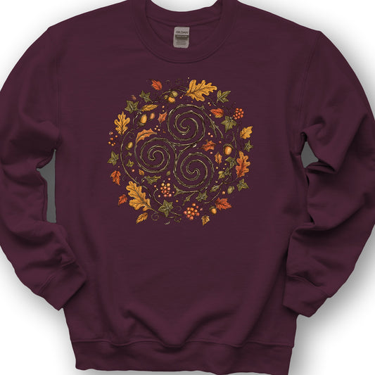 Celtic Autumn Spiral Sweatshirt - Maroon