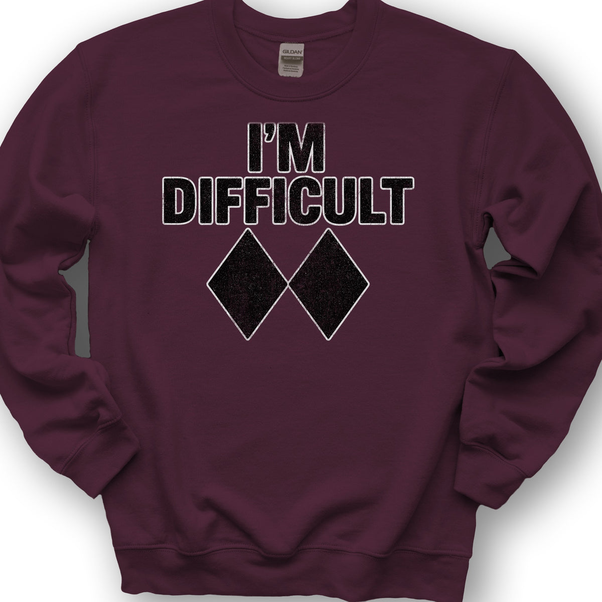 I'm Difficult "Black Diamond" Ski Sweatshirt - Maroon
