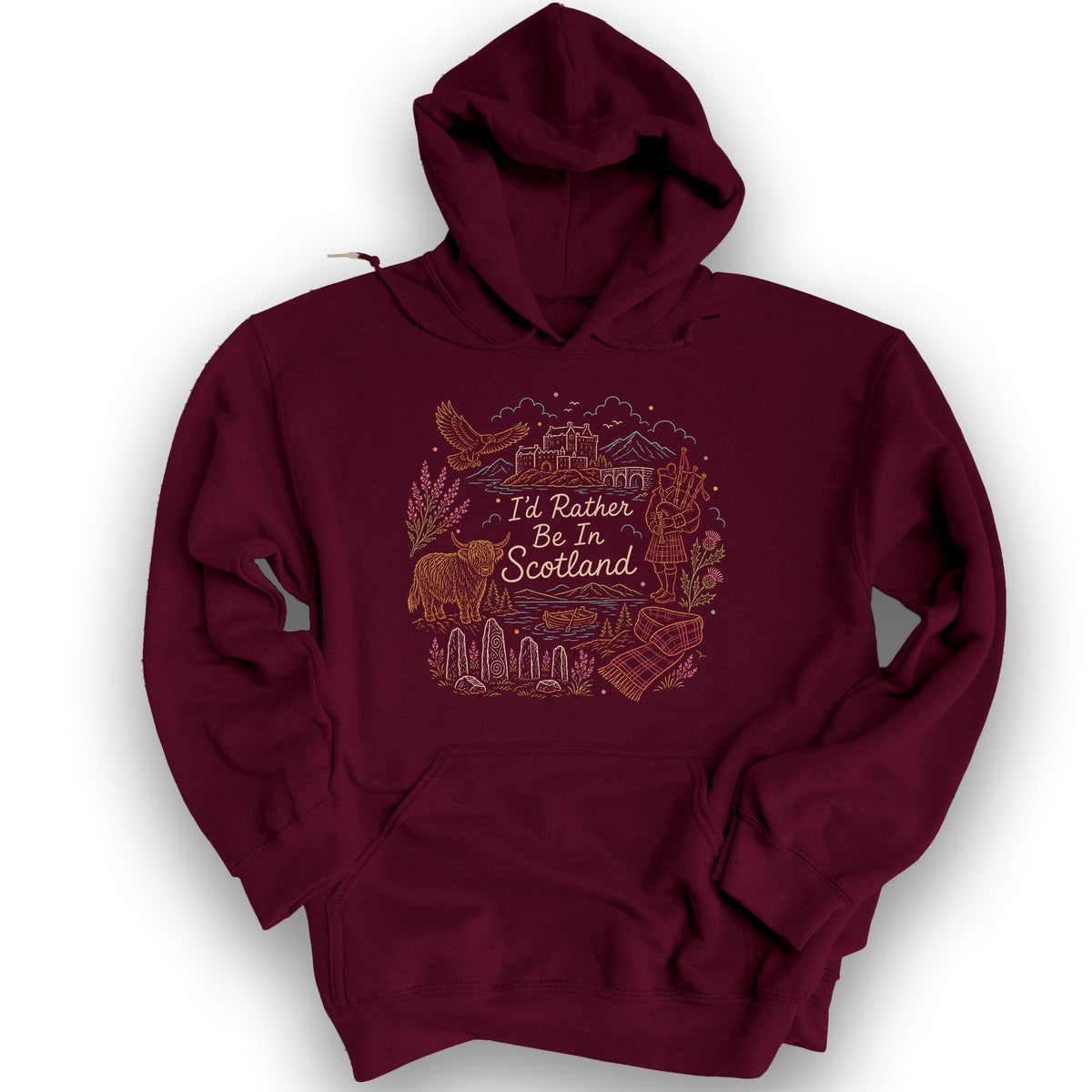 Rather Be In Scotland Hoodie - Maroon
