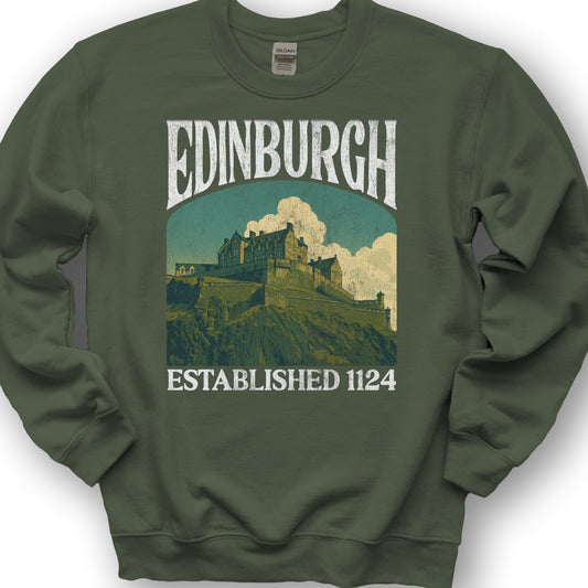 Edinburgh Scotland "Big and Bold" Sweatshirt - Military Green