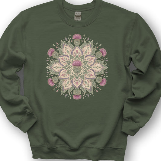 Thistle Mandala Sweatshirt - Military Green