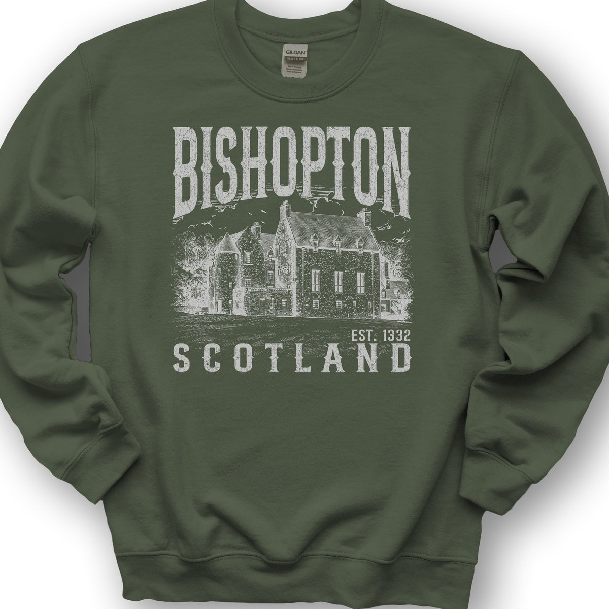 Bishopton Scotland Sketch Sweatshirt - Military Green