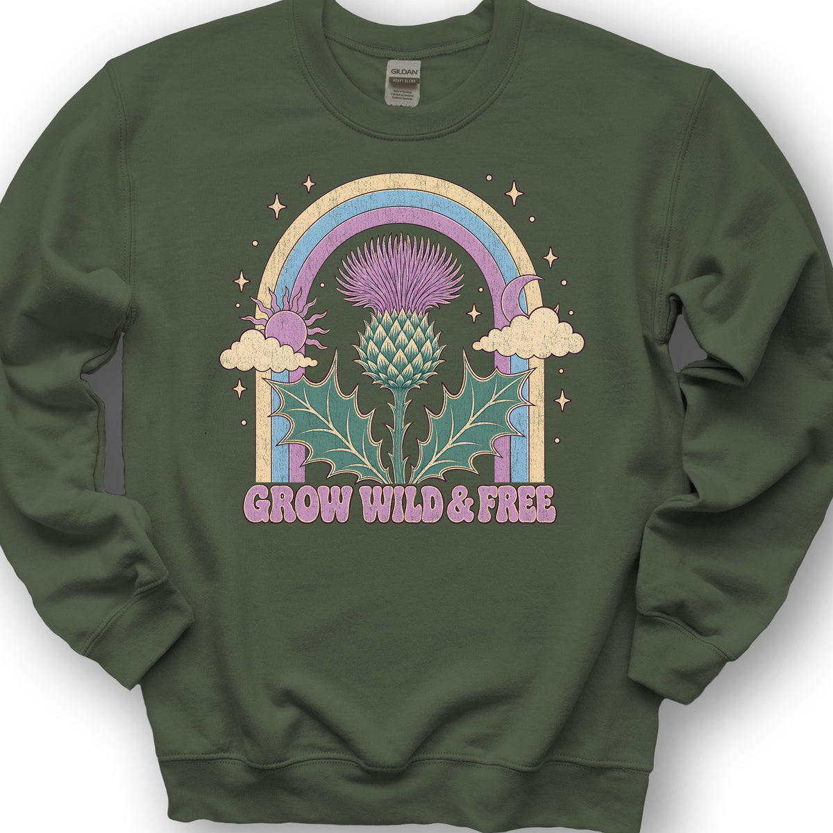 Wild & Free Thistle Sweatshirt - Military Green
