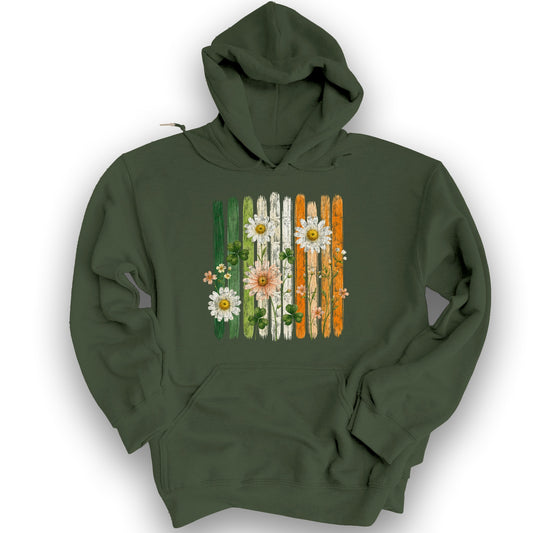 Irish Flower Stripes Hoodie - Military Green