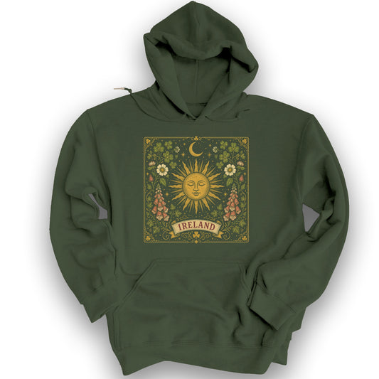 Ireland Celestial Floral Hoodie - Military Green