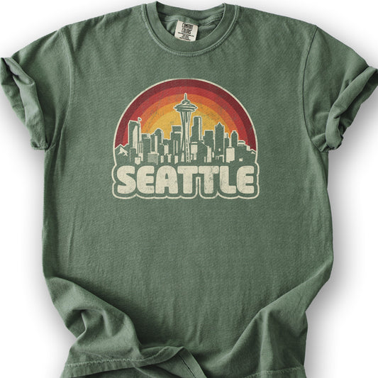 Seattle Retro Sunset T-Shirt - Moss