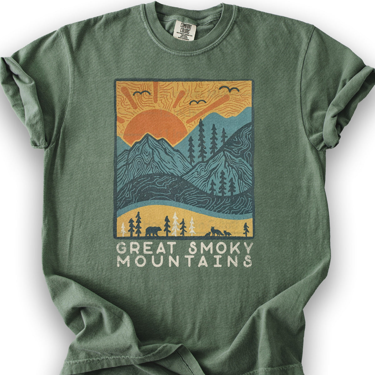 Smoky Mountains Scandi T-Shirt - Moss