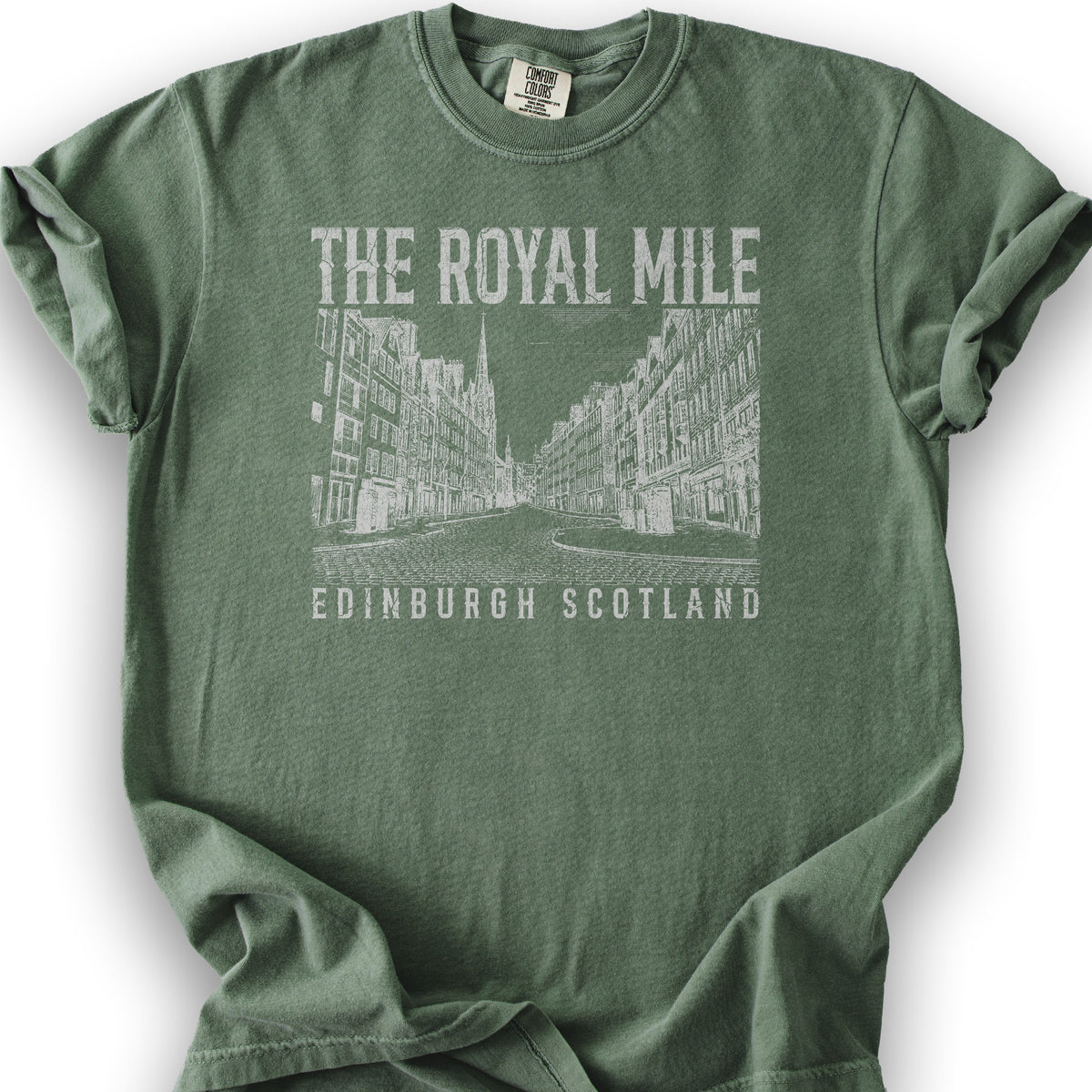Royal Mile Scotland Sketch T-Shirt - Moss