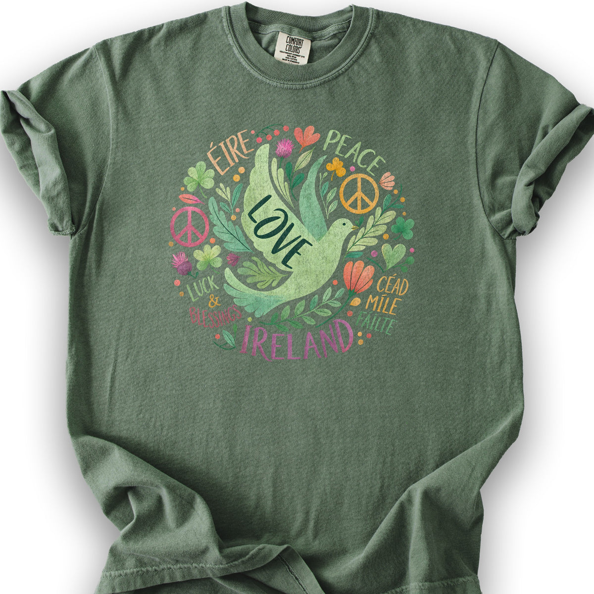 Ireland Peace Dove T-Shirt - Moss