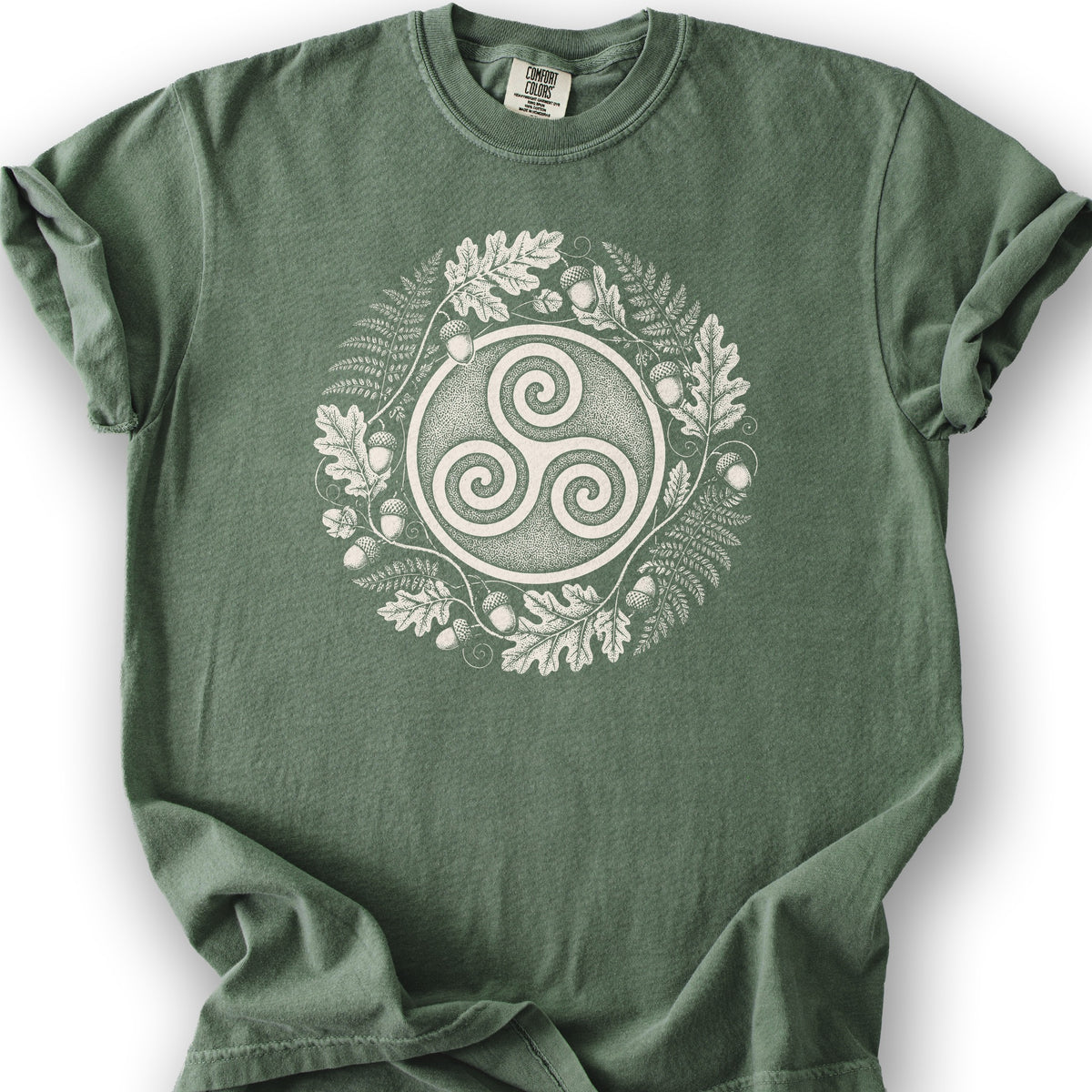 Autumn Triskele Wreath T-Shirt - Moss