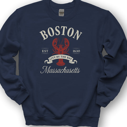 Boston City By the Bay Lobster Sweatshirt - Navy