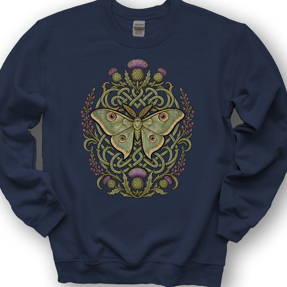 Emperor Moth Thistle Sweatshirt - Navy