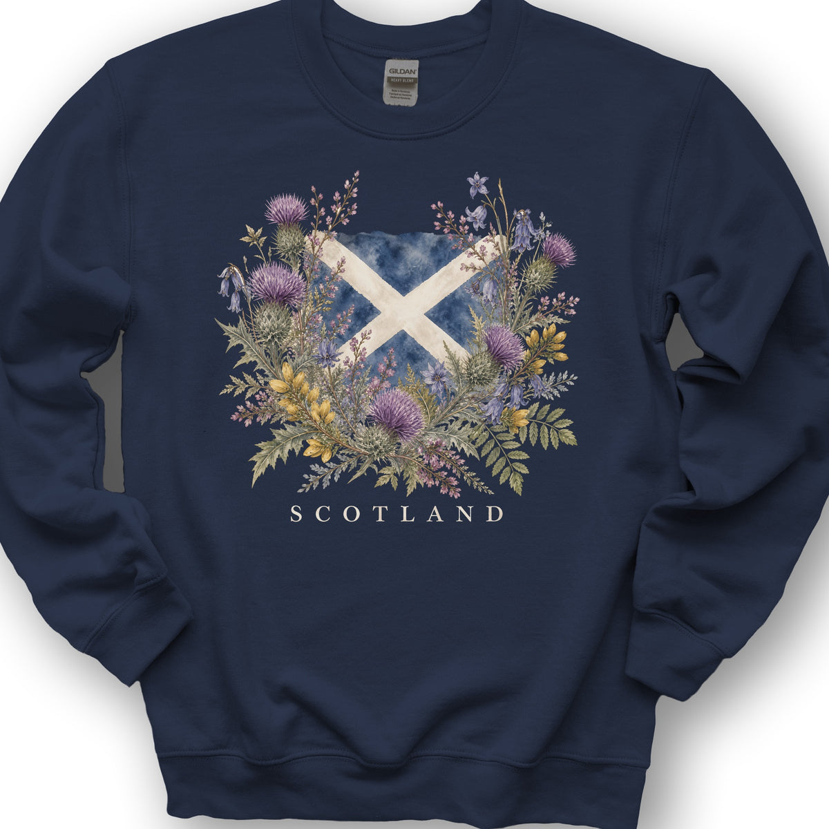 Botanical Scotland Flag Sweatshirt - Navy