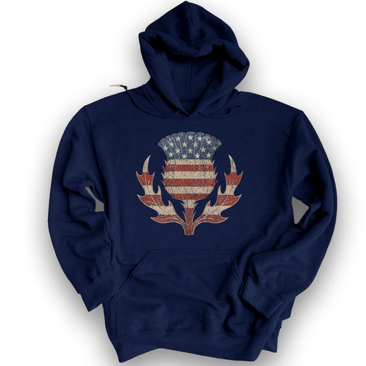 Vintage Flag Thistle Hoodie - Navy