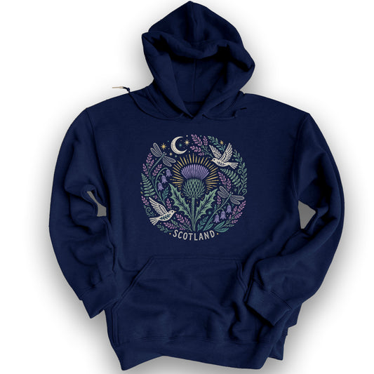 Scotland Thistle Doves Hoodie - Navy