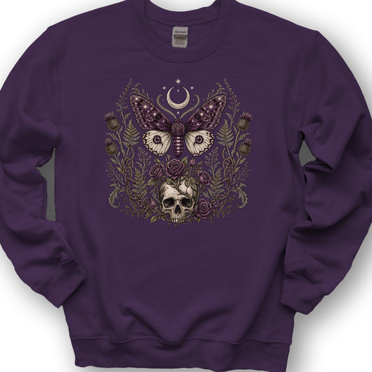 Gothic Thistle Moth Sweatshirt - Purple