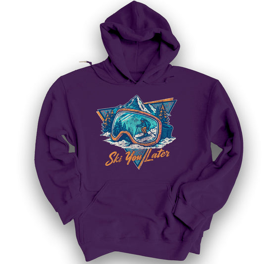 Ski You Later Retro 1980's Hoodie - Purple