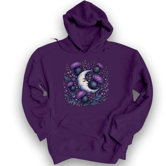 Botanical Moon Thistle Hoodie - Purple