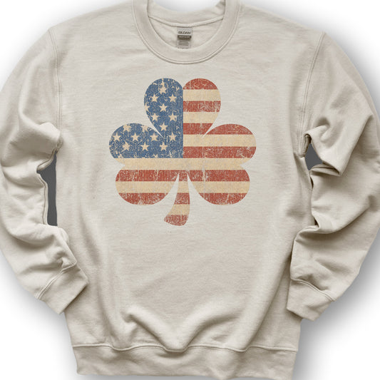 Vintage Flag Shamrock Sweatshirt - Sand