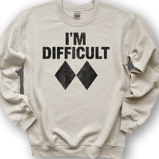 I'm Difficult "Black Diamond" Ski Sweatshirt - Sand