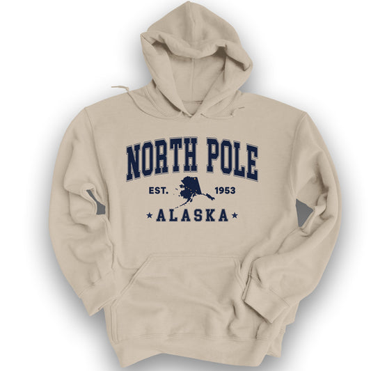 North Pole Alaska Varsity Hoodie - Sand