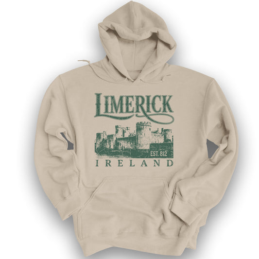Limerick Ireland Vintage Print Hoodie - Sand