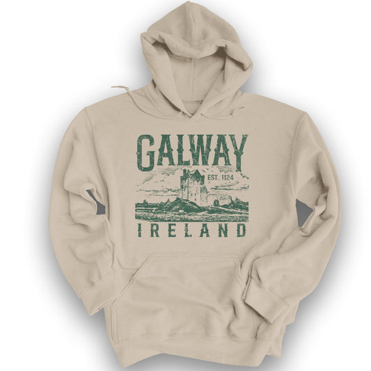Galway Ireland Vintage Print Hoodie - Sand