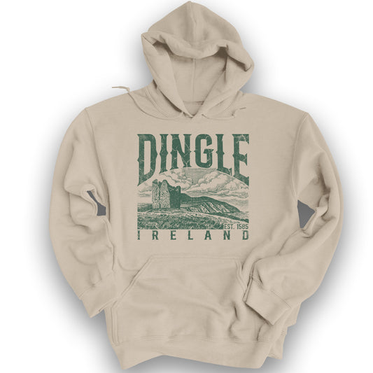 Dingle Ireland Vintage Print Hoodie - Sand