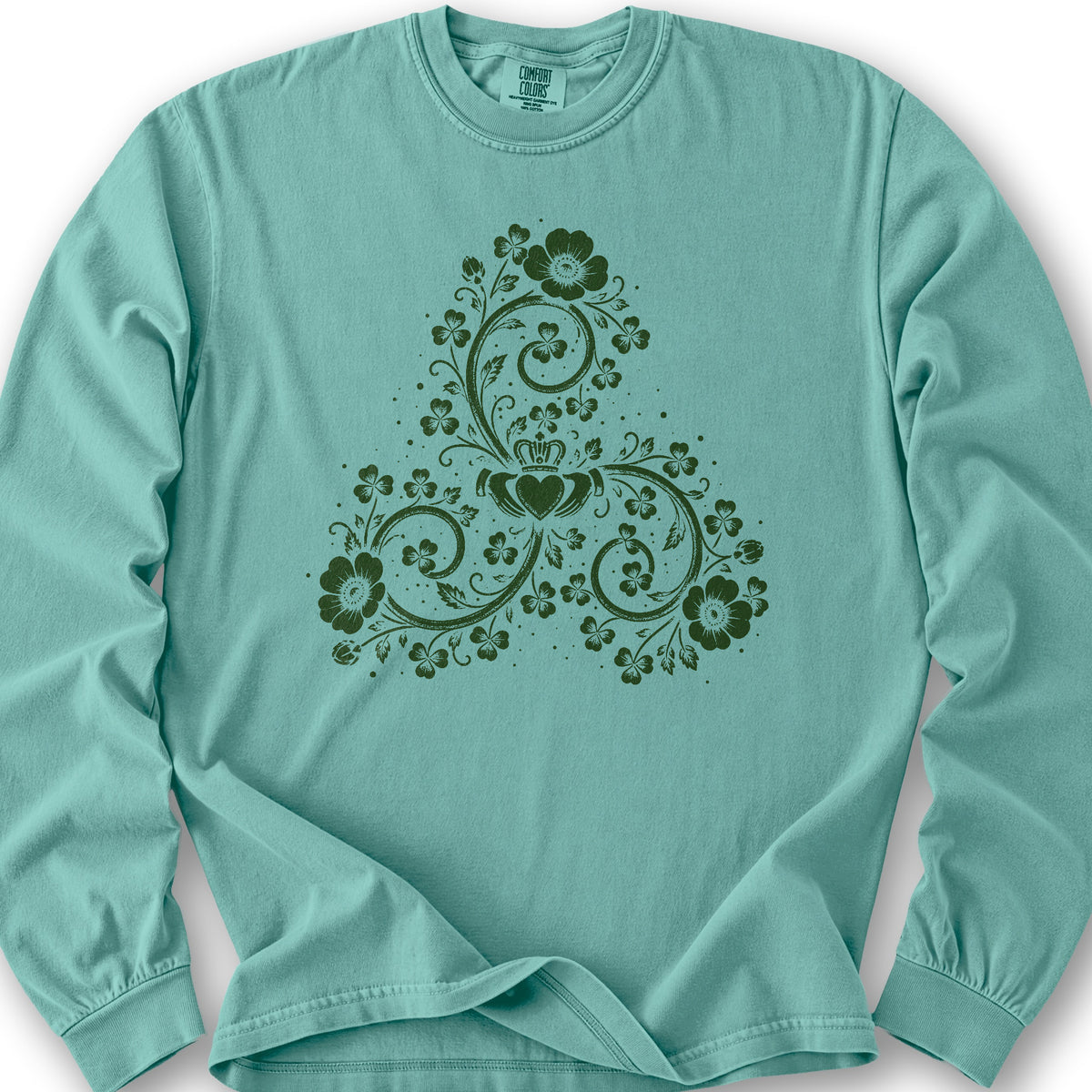 Triskele Shamrock Spiral Long Sleeve Shirt - Seafoam