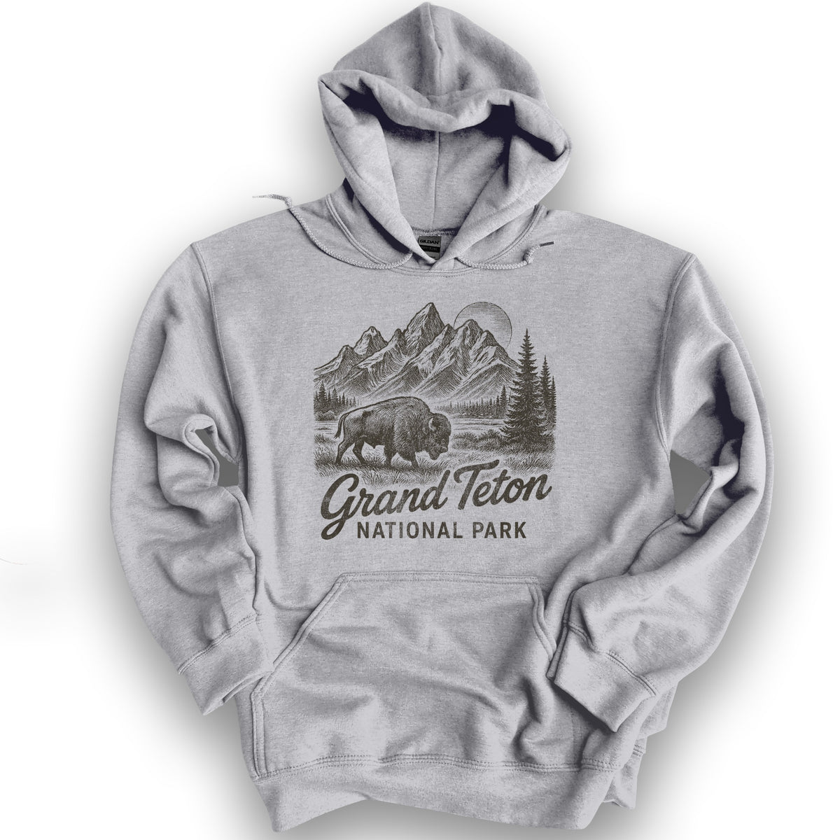 Bargain Bin Overstock! Grand Teton "Vintage Sketch" Hoodie - Sport Grey