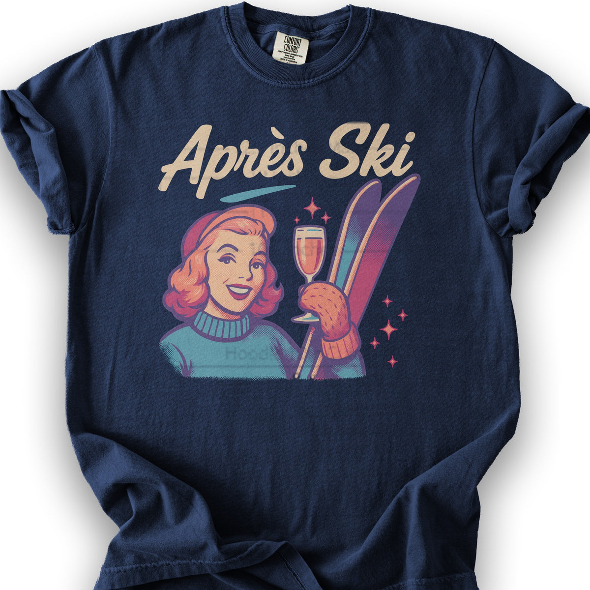 Apres Ski Retro 1950's T-Shirt - True Navy