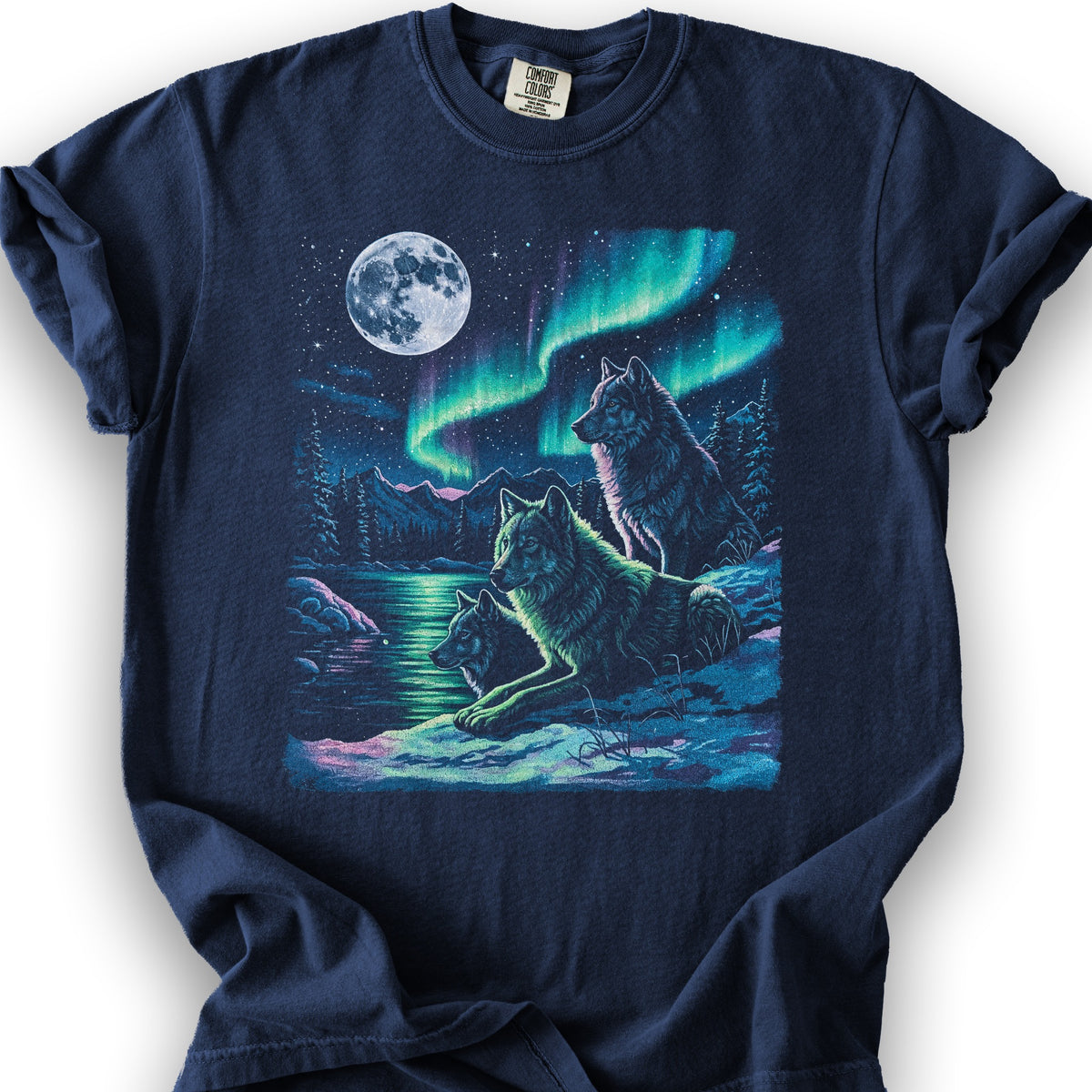 Northern Lights "Night Wolves" T-Shirt - True Navy