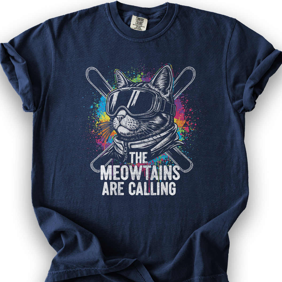 The Meowtains are Calling T-shirt - True Navy