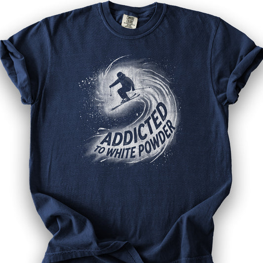 White Powder Skiing T-shirt - True Navy