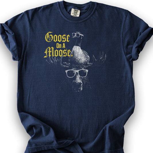 Goose On A Moose Halftone T-Shirt - True Navy