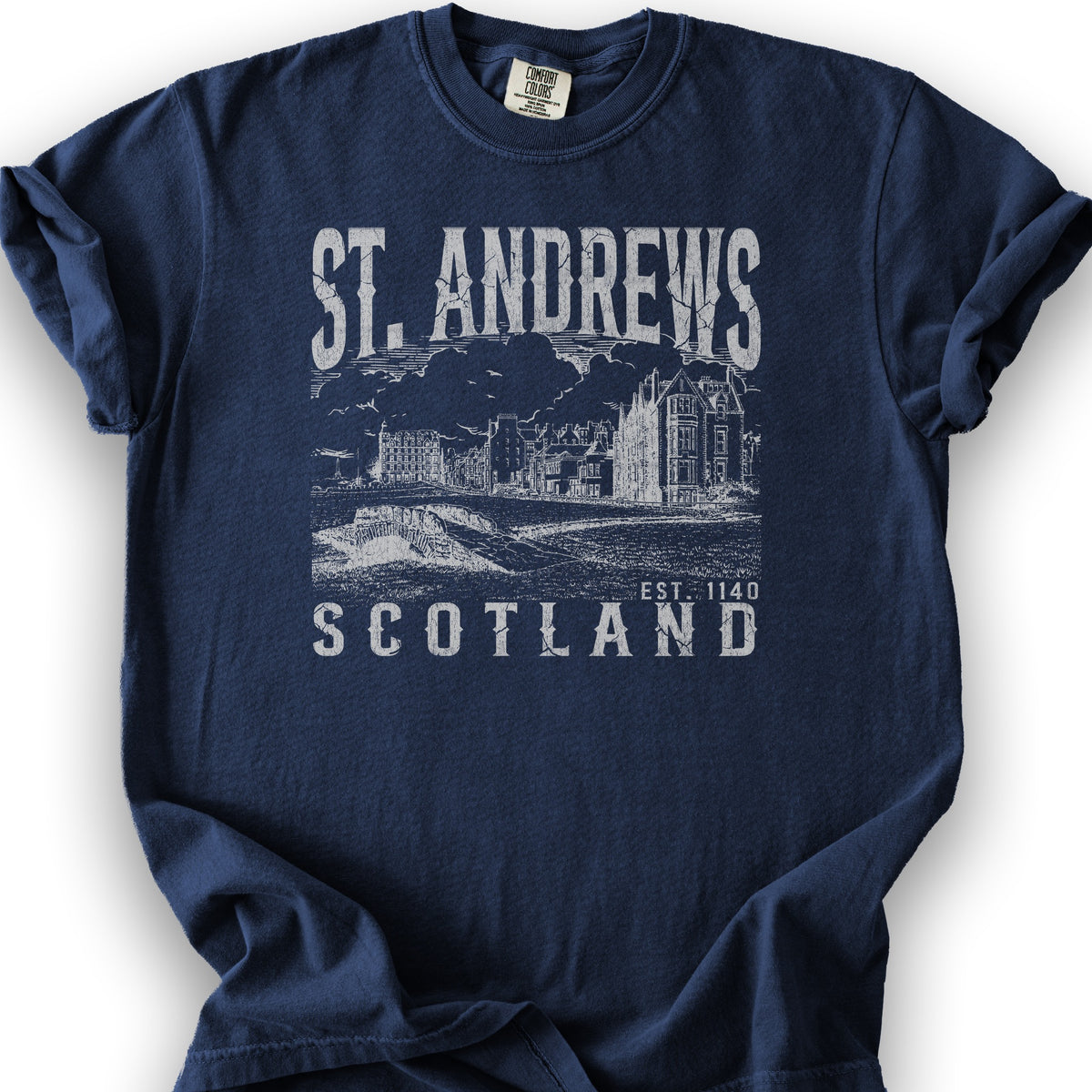 St. Andrews Scotland Sketch T-Shirt - True Navy