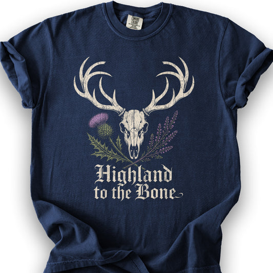 Highland Stag Skull T-Shirt - True Navy
