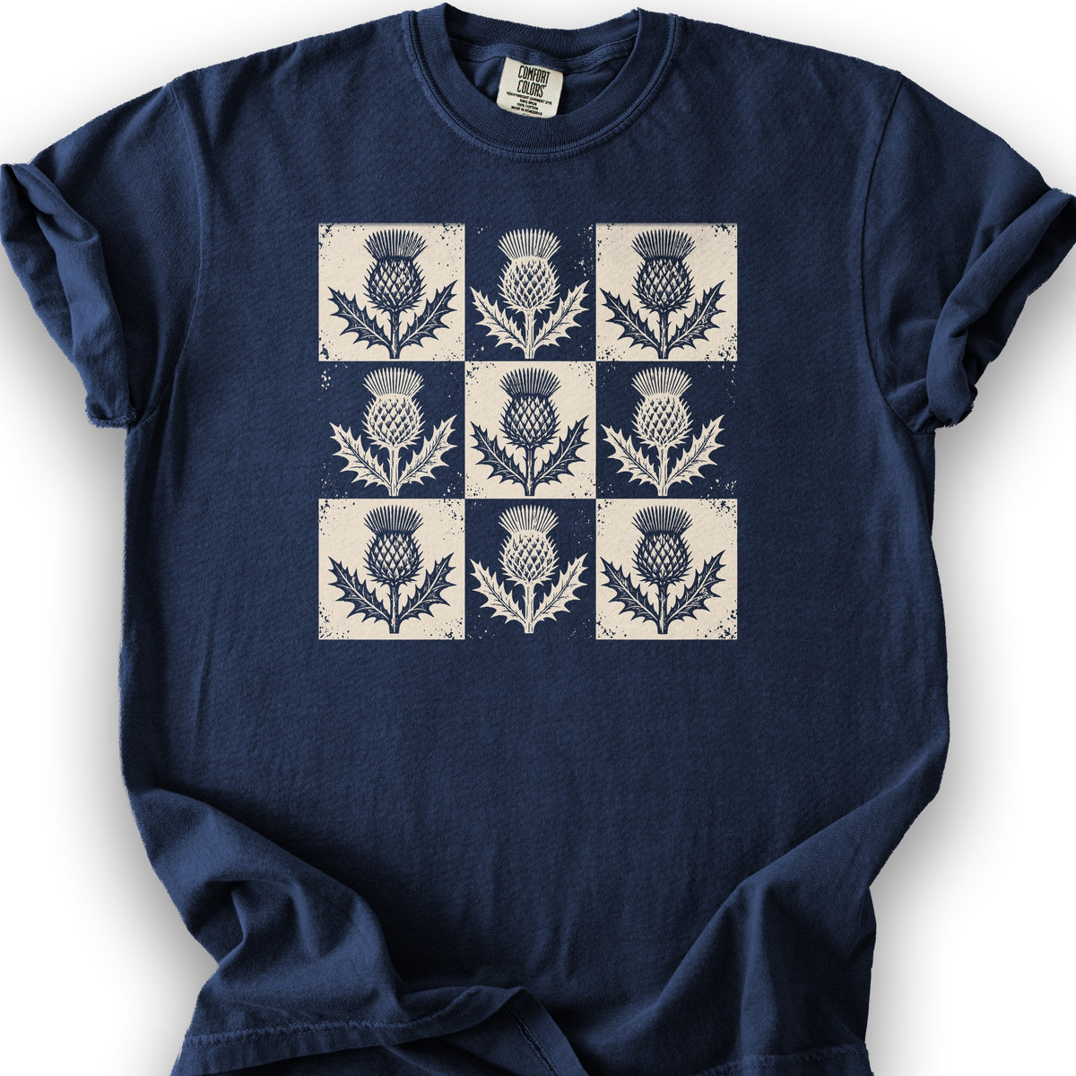 Thistle Box Pattern T-Shirt - True Navy