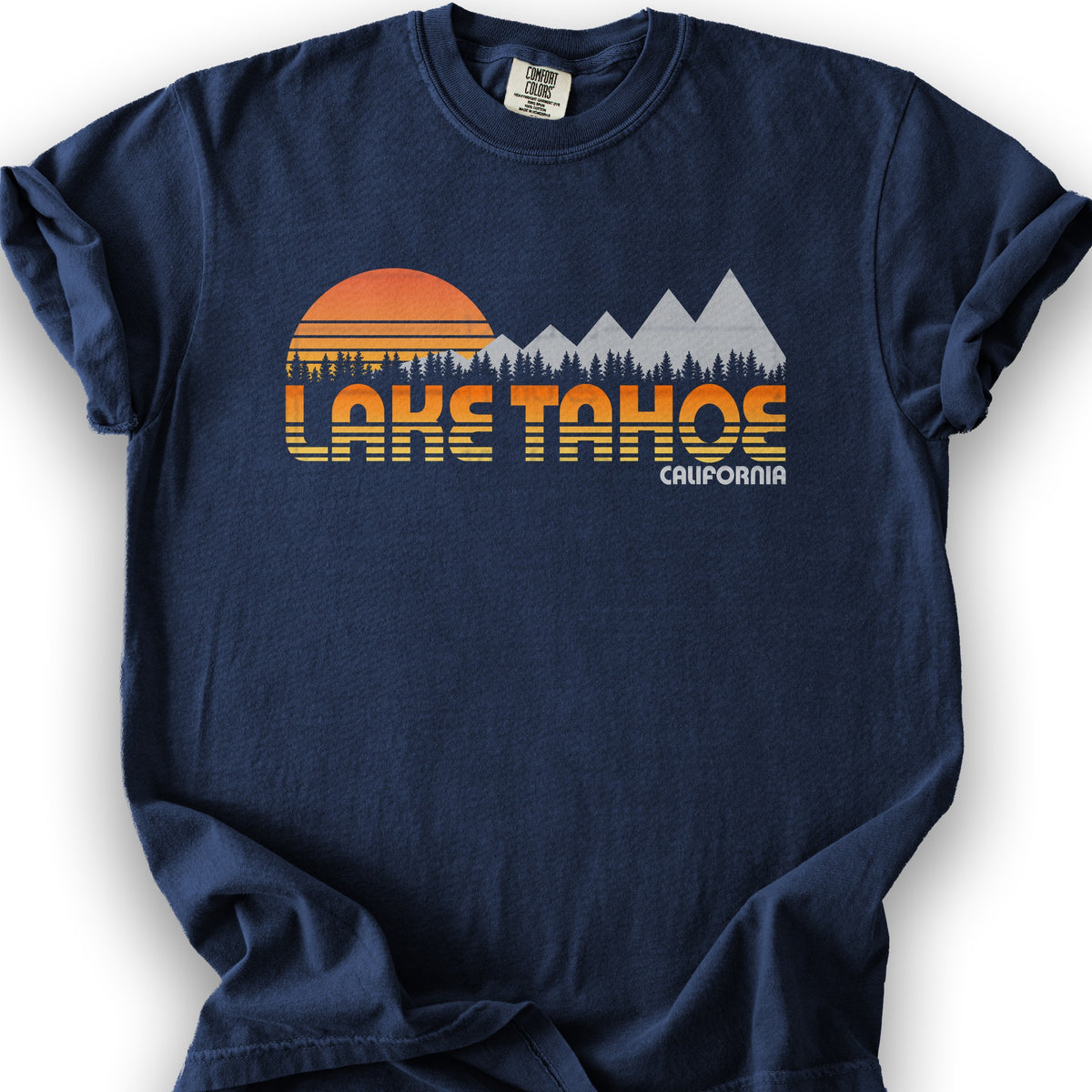 Lake Tahoe Retro 80's T-Shirt - True Navy