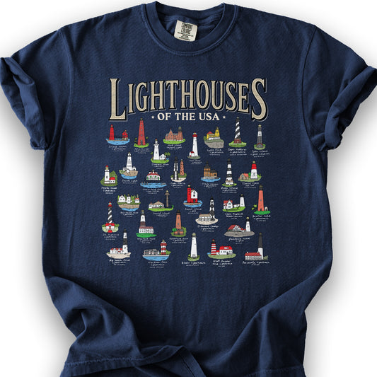 Lighthouses of the USA T-Shirt - True Navy