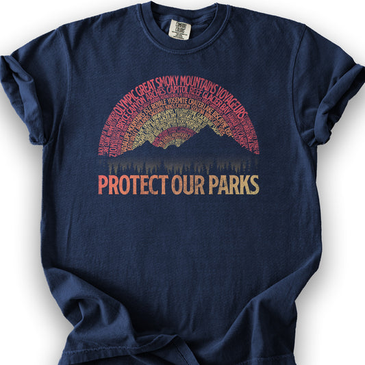 Protect Our Parks Word Art T-Shirt - True Navy