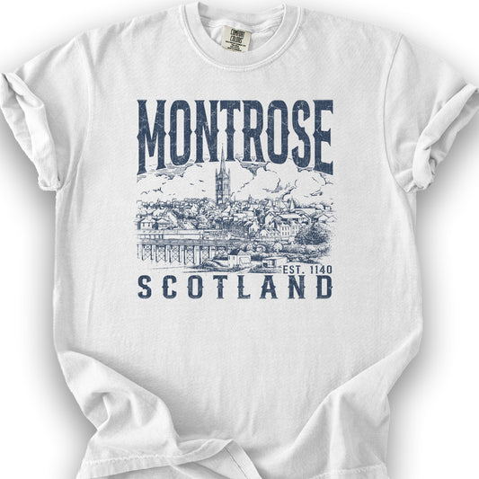 Montrose Scotland Sketch T-Shirt - White